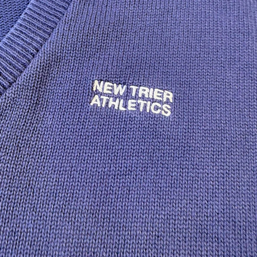 Vantage Custom Classic Navy‎ Blue V Neck New Trier Athletic Sweater Vest XXL